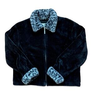 Vintage S fleece cropped leopard print jacket